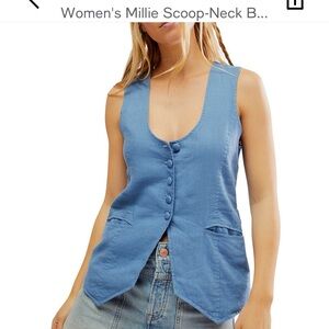 Free People Millie Linen Blend Buttoned Vest